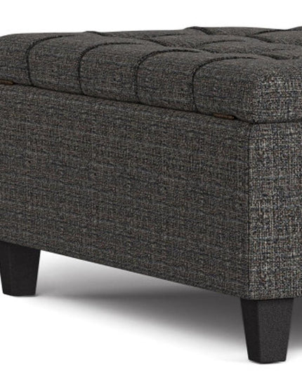 40" Ebony and Black Fabric Cocktail Ottoman With Storage