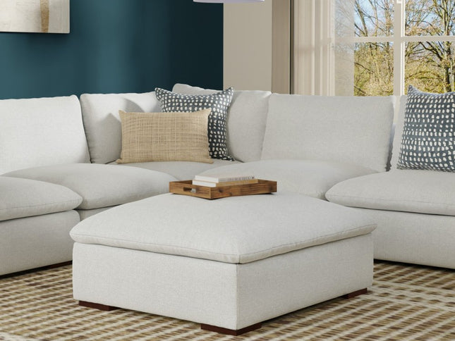 44" Gray and Brown Fabric Ottoman