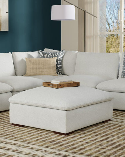 44" Gray and Brown Fabric Ottoman