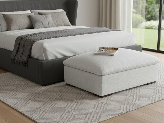 44" Gray and Brown Fabric Ottoman