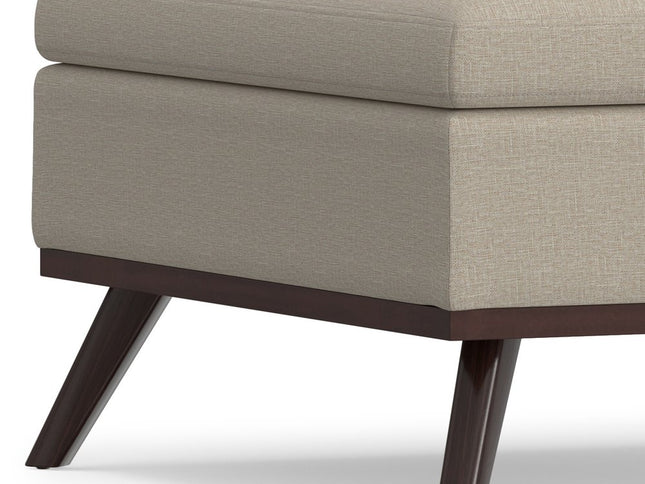 36" Natural and Brown Fabric Cocktail Ottoman With Storage