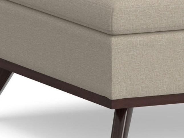 36" Natural and Brown Fabric Cocktail Ottoman With Storage