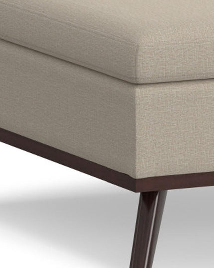 36" Natural and Brown Fabric Cocktail Ottoman With Storage