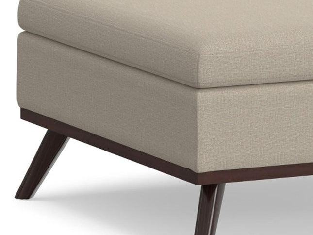 36" Natural and Brown Fabric Cocktail Ottoman With Storage