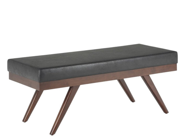 48" Black and Brown Leather Ottoman