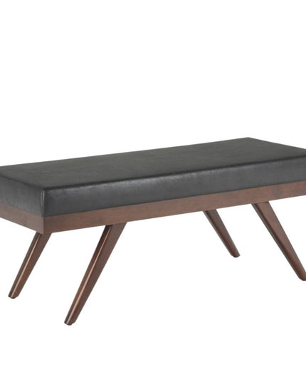 48" Black and Brown Leather Ottoman