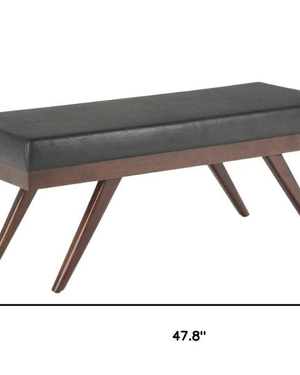 48" Black and Brown Leather Ottoman