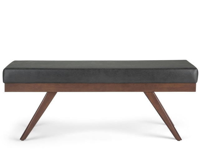 48" Black and Brown Leather Ottoman