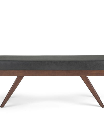 48" Black and Brown Leather Ottoman