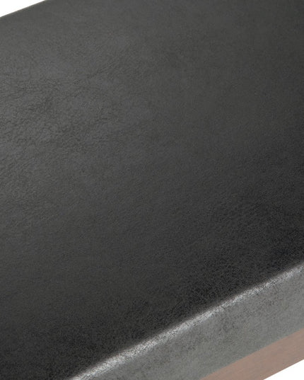 48" Black and Brown Leather Ottoman