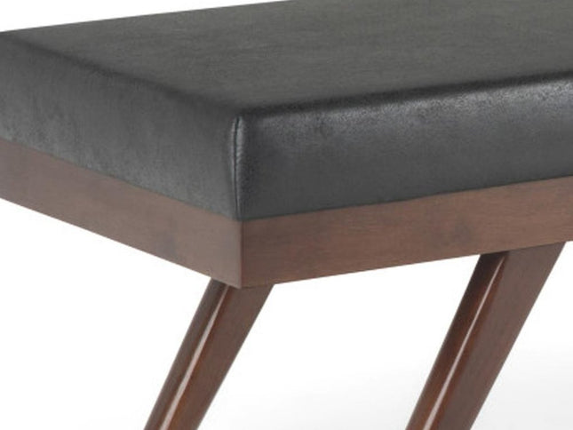 48" Black and Brown Leather Ottoman