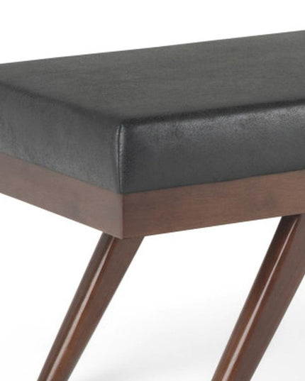 48" Black and Brown Leather Ottoman