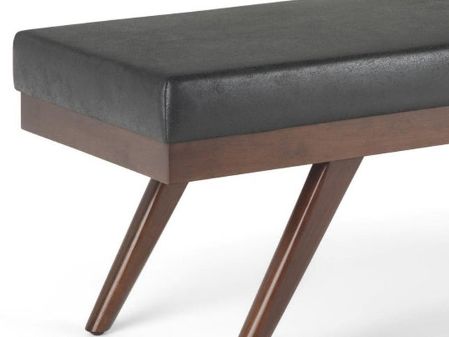 48" Black and Brown Leather Ottoman