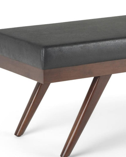 48" Black and Brown Leather Ottoman