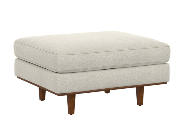 33" Cream and Brown Fabric Cocktail Ottoman