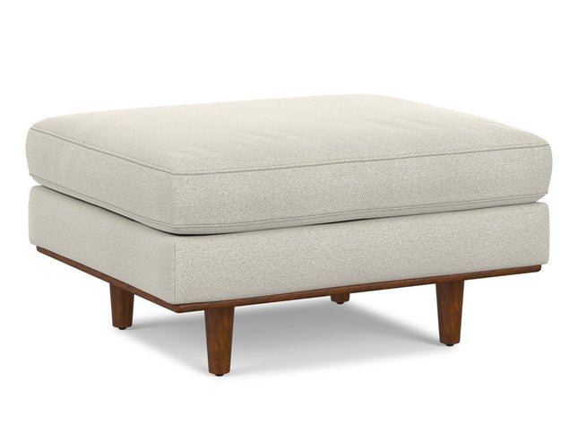 33" Cream and Brown Fabric Cocktail Ottoman