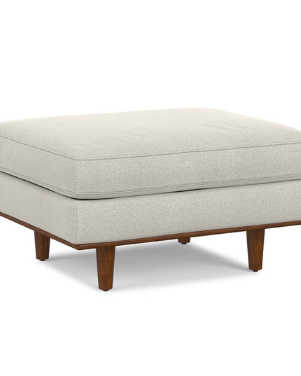 33" Cream and Brown Fabric Cocktail Ottoman