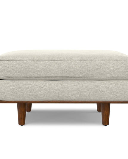 33" Cream and Brown Fabric Cocktail Ottoman