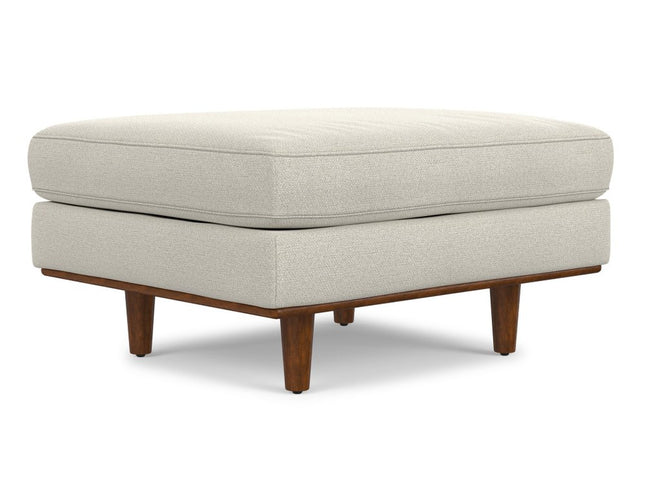 33" Cream and Brown Fabric Cocktail Ottoman