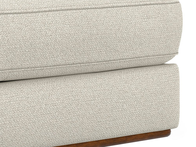 33" Cream and Brown Fabric Cocktail Ottoman