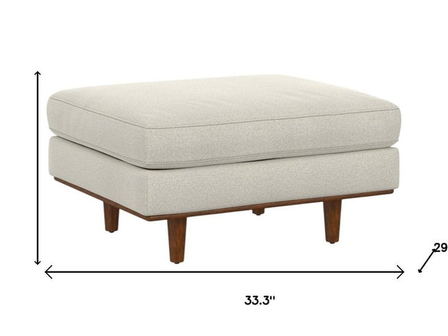33" Cream and Brown Fabric Cocktail Ottoman