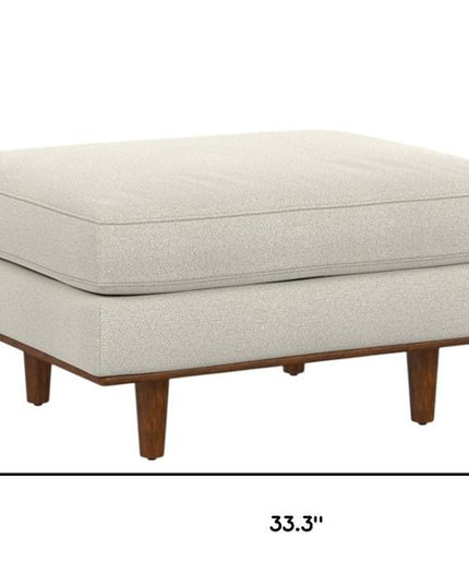 33" Cream and Brown Fabric Cocktail Ottoman