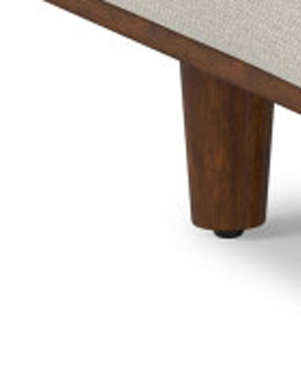 33" Cream and Brown Fabric Cocktail Ottoman