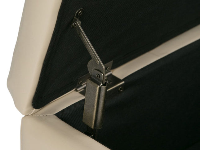 36" Cream and Dark Brown Leather Cocktail Ottoman With Storage