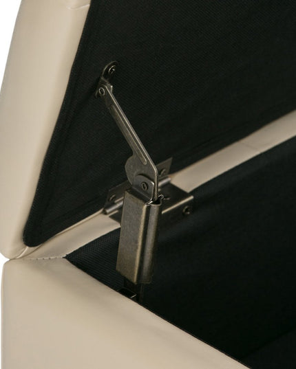 36" Cream and Dark Brown Leather Cocktail Ottoman With Storage