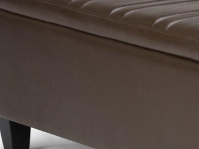 36" Brown and Espresso Leather Cocktail Ottoman With Storage