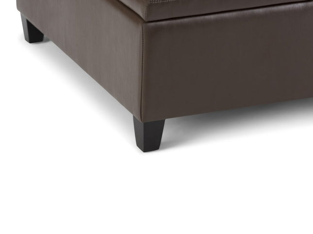 36" Brown and Espresso Leather Cocktail Ottoman With Storage