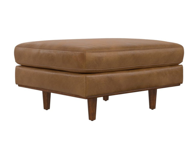 33" Brown Leather Cocktail Ottoman