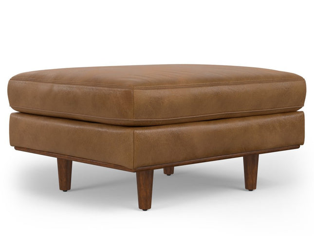 33" Brown Leather Cocktail Ottoman