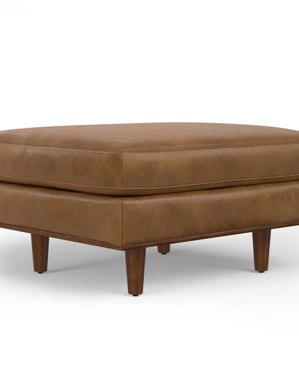 33" Brown Leather Cocktail Ottoman