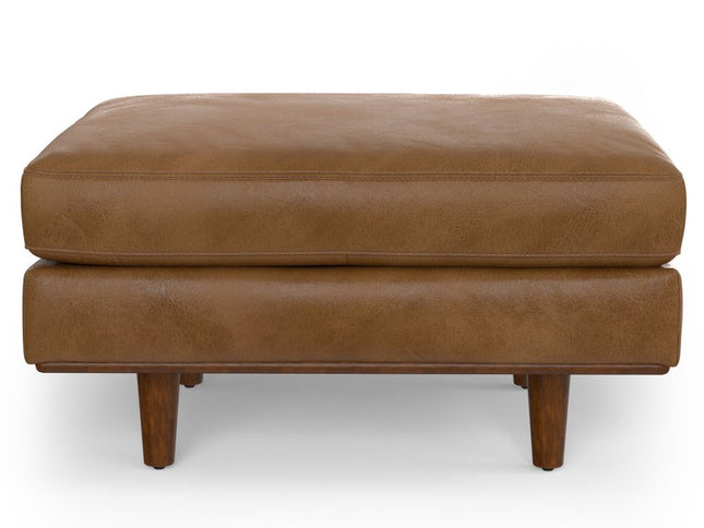 33" Brown Leather Cocktail Ottoman