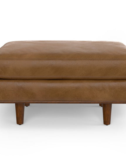 33" Brown Leather Cocktail Ottoman