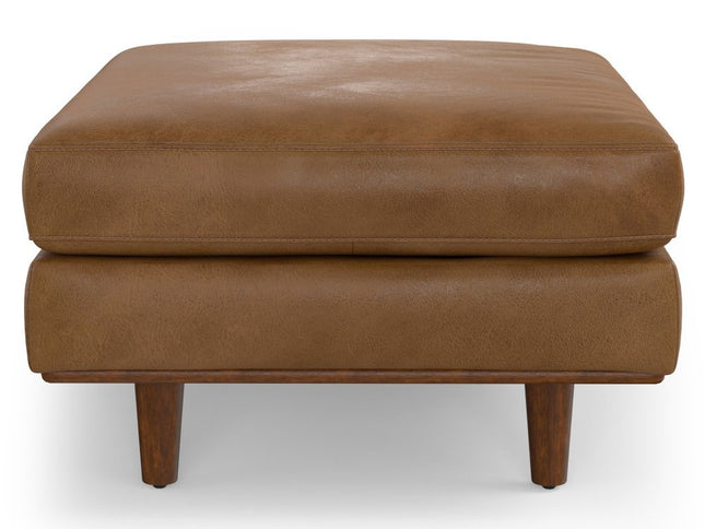 33" Brown Leather Cocktail Ottoman