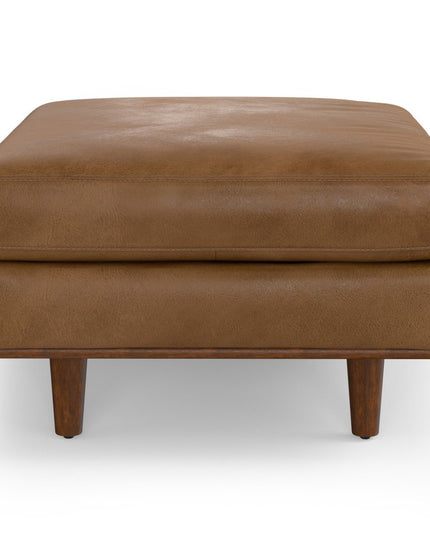 33" Brown Leather Cocktail Ottoman