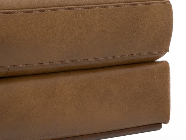 33" Brown Leather Cocktail Ottoman