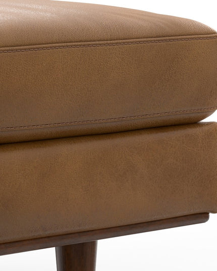 33" Brown Leather Cocktail Ottoman