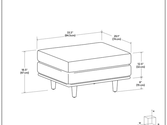 33" Brown Leather Cocktail Ottoman