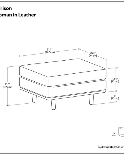 33" Brown Leather Cocktail Ottoman