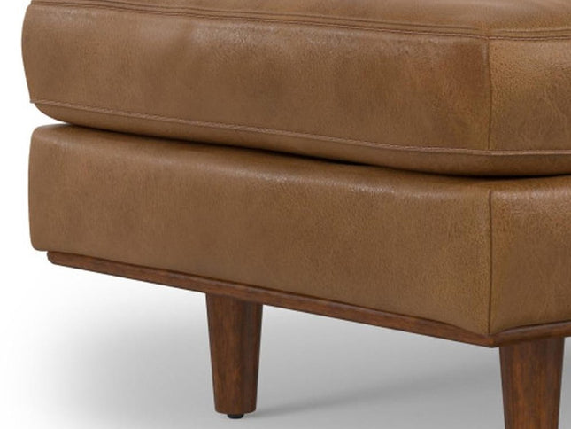 33" Brown Leather Cocktail Ottoman