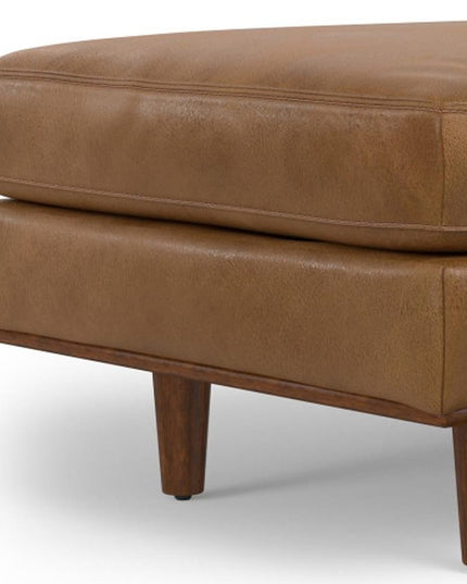 33" Brown Leather Cocktail Ottoman