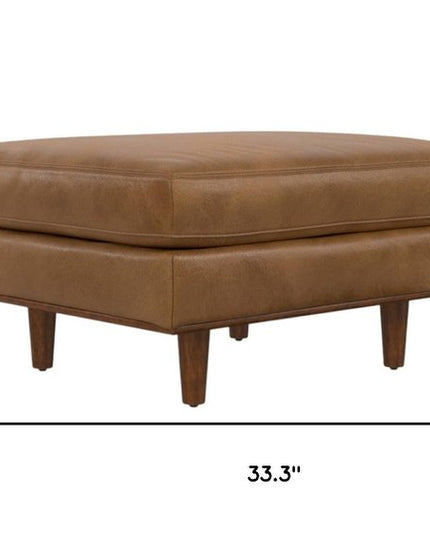 33" Brown Leather Cocktail Ottoman