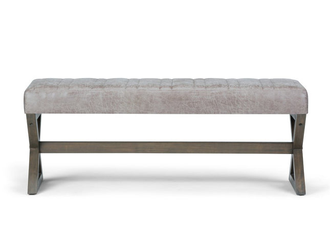 48" Gray and Brown Leather Ottoman