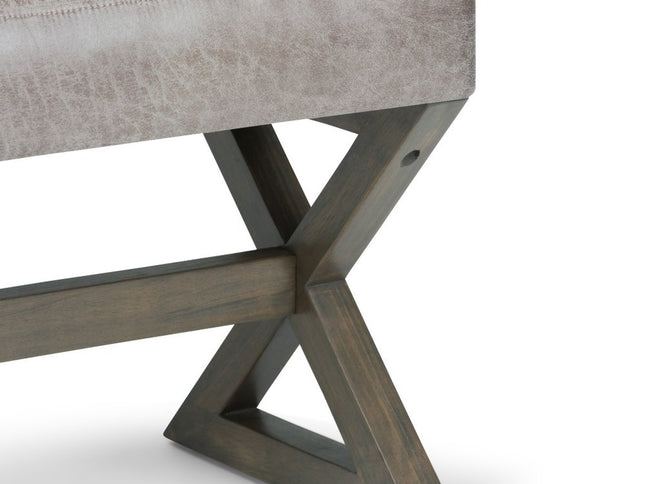 48" Gray and Brown Leather Ottoman