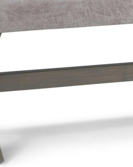 48" Gray and Brown Leather Ottoman