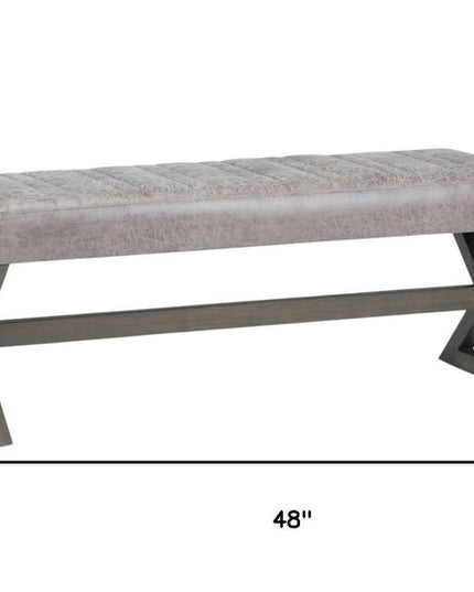 48" Gray and Brown Leather Ottoman