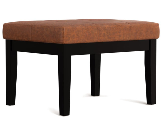 26" Brown and Black Leather Ottoman